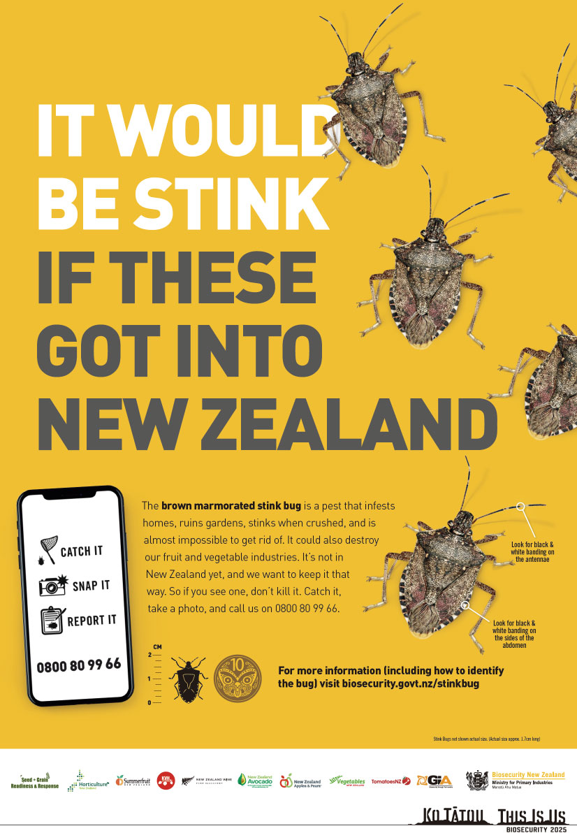 サギカメムシに関するポスター（ニュージーランド）